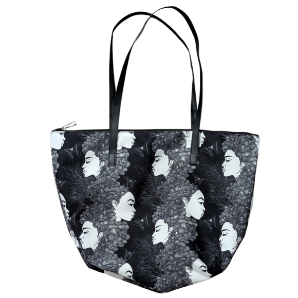 Handbags - Stylish Black and White Tote Bag